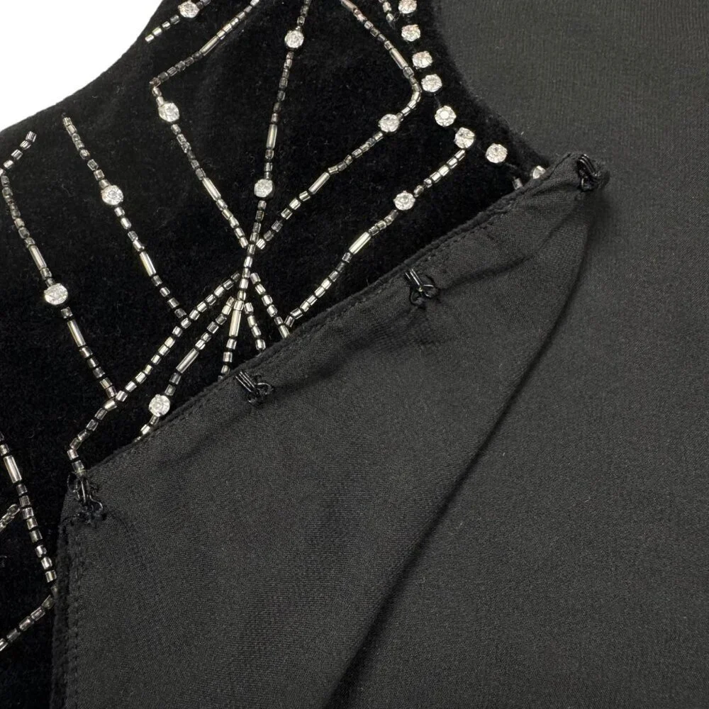 ZARA Black Velvet Waistcoat With Rhinestones Sz XS Vest Whimsigoth Boho Glam - Picture 13 of 16